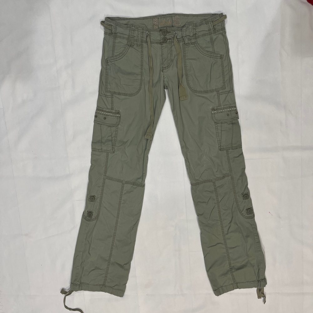 Vintage Hollister Women's Green Cargo Embroidered Pants